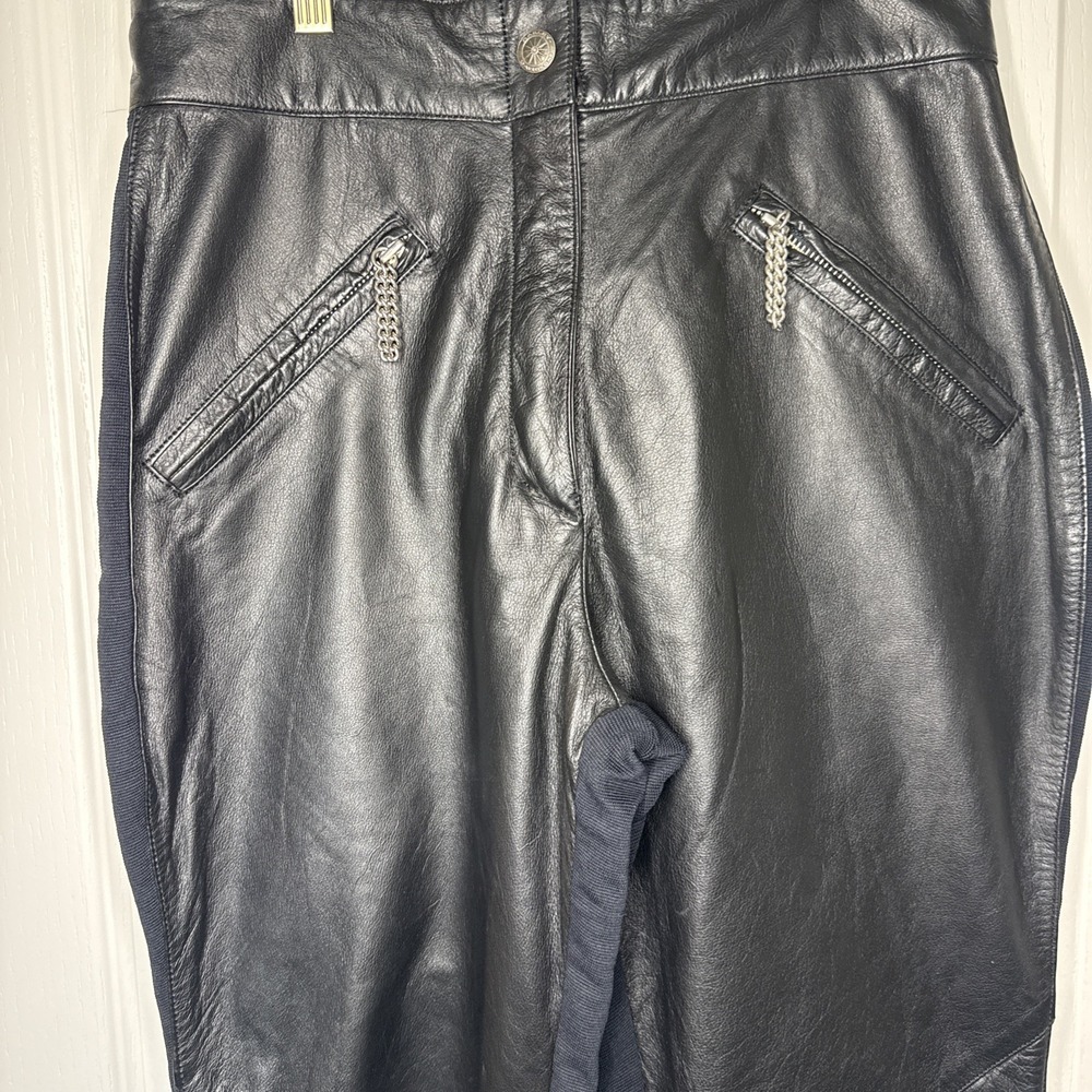 Harley-Davidson Women's Leather Moto Pants Size 10 Black Genuine HD Vintage - Picture 2 of 15